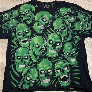 Liquid Blue Black and Green Skull Tee